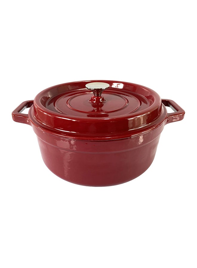Dual Ergonomic Handle Cast Iron Casserole with Lid Burgundy 24cm XGFS24-B